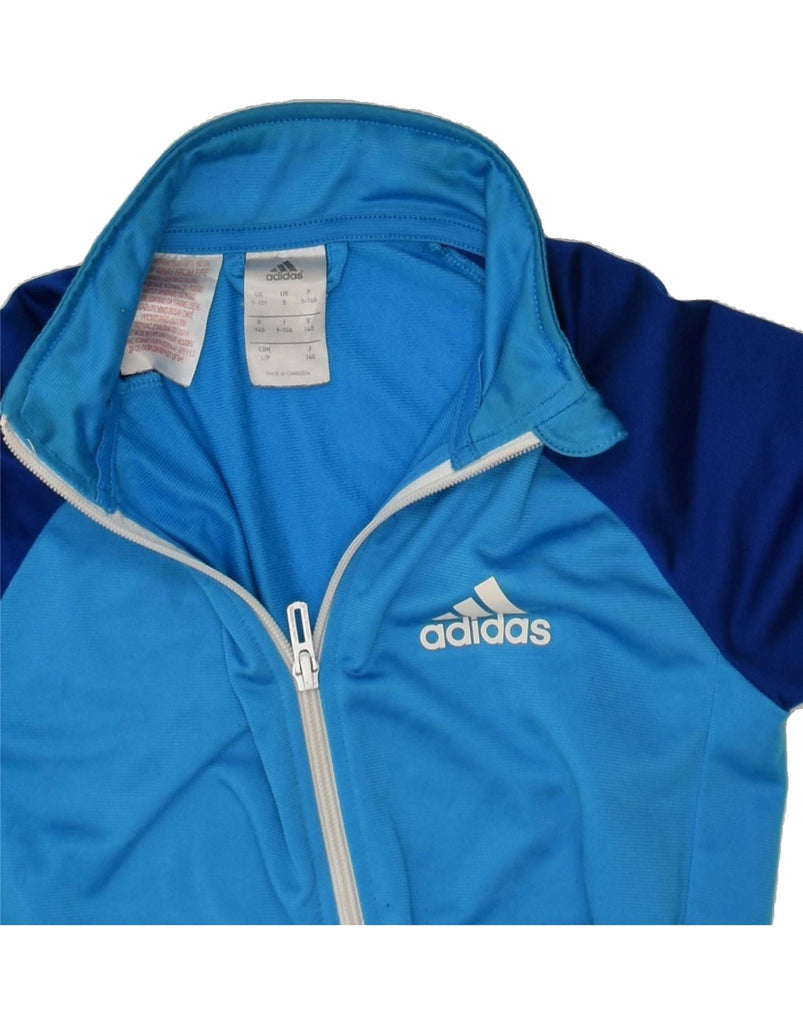 ADIDAS Boys Tracksuit Top Jacket 9-10 Years Blue Colourblock Polyester | Vintage Adidas | Thrift | Second-Hand Adidas | Used Clothing | Messina Hembry 