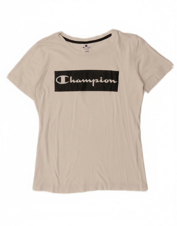 Champion Womens Short Sleeve Graphic T-Shirt Top UK 14 Large White Sports