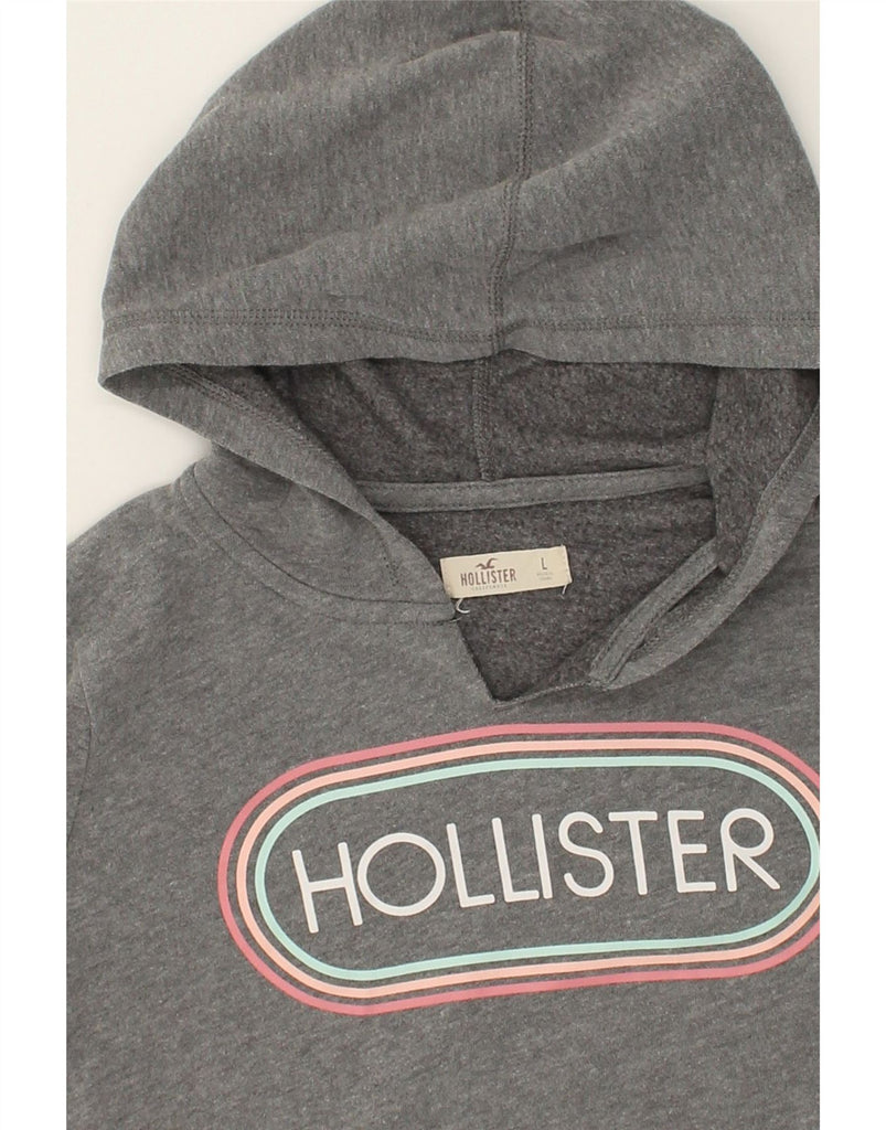 HOLLISTER Womens Graphic Hoodie Jumper UK 14 Large Grey Cotton | Vintage Hollister | Thrift | Second-Hand Hollister | Used Clothing | Messina Hembry 