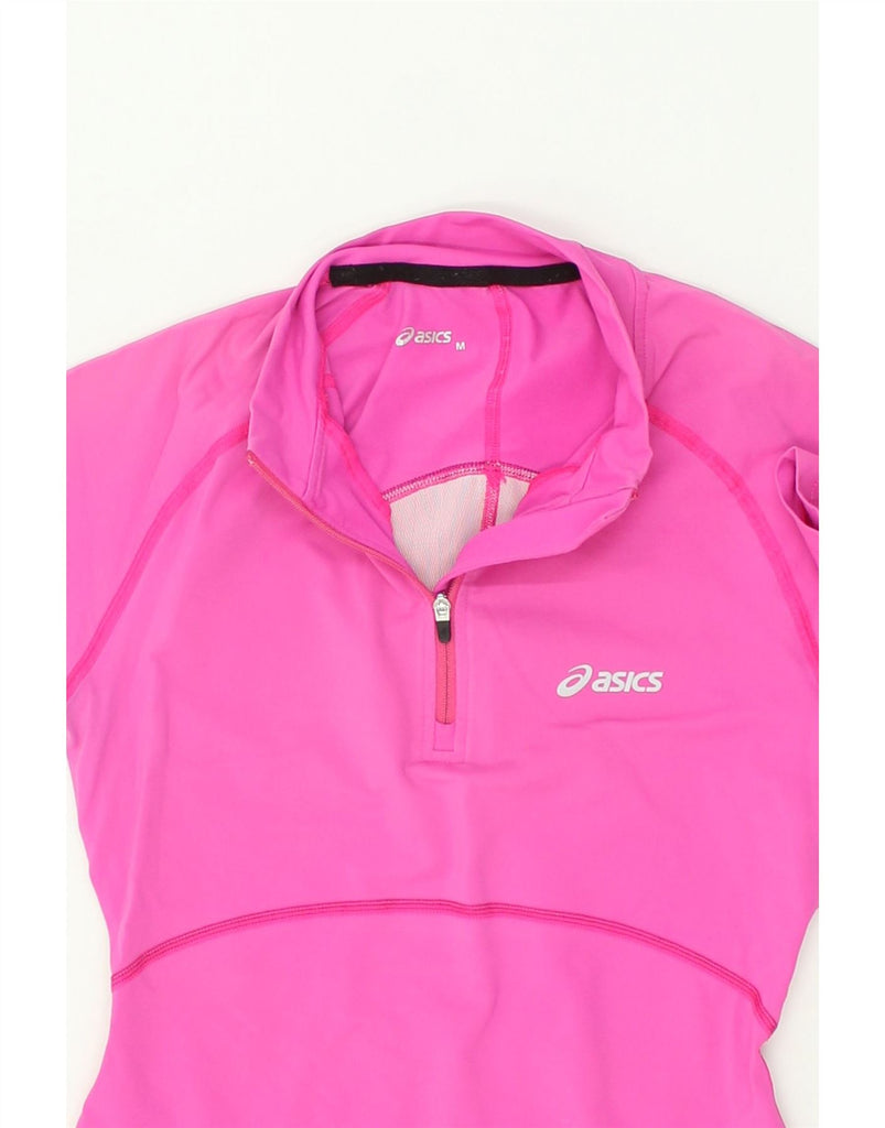 ASICS Womens Zip Neck Pullover Tracksuit Top UK 12 Medium Pink | Vintage Asics | Thrift | Second-Hand Asics | Used Clothing | Messina Hembry 