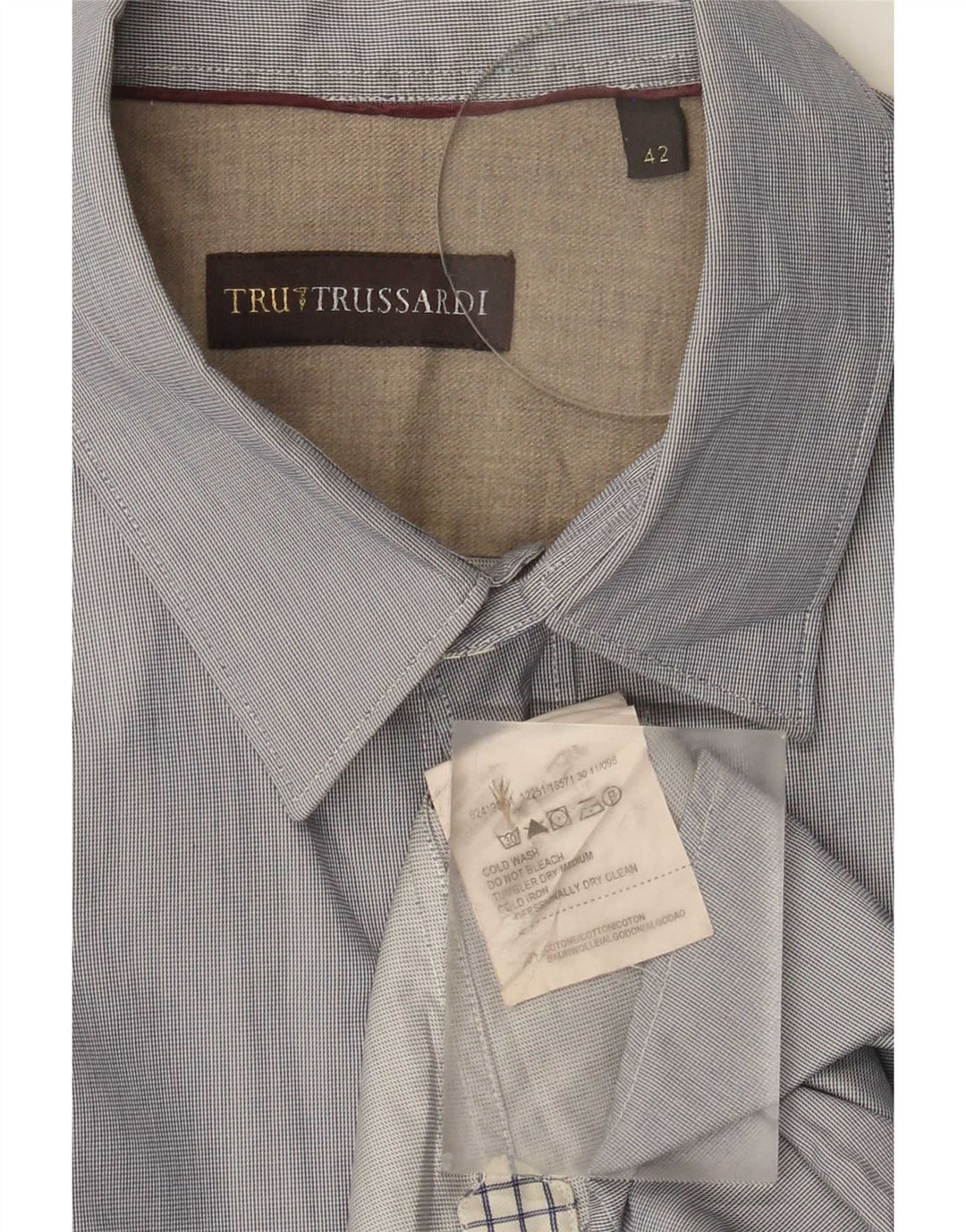 Trussardi Mens Shirt Size 42 Large Blue Cotton