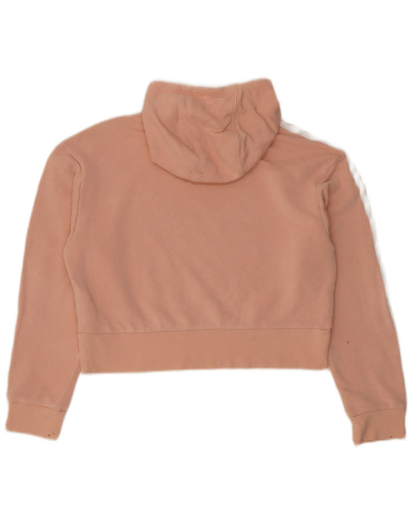 Adidas Girls Graphic Crop Hoodie Jumper 12-13 Years Pink Cotton