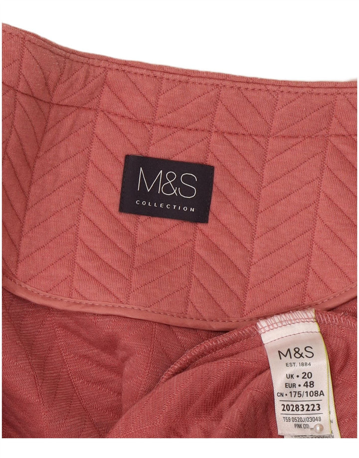Marks & Spencer Womens Full Zip Blazer Jacket UK 20 2XL Pink Polyester
