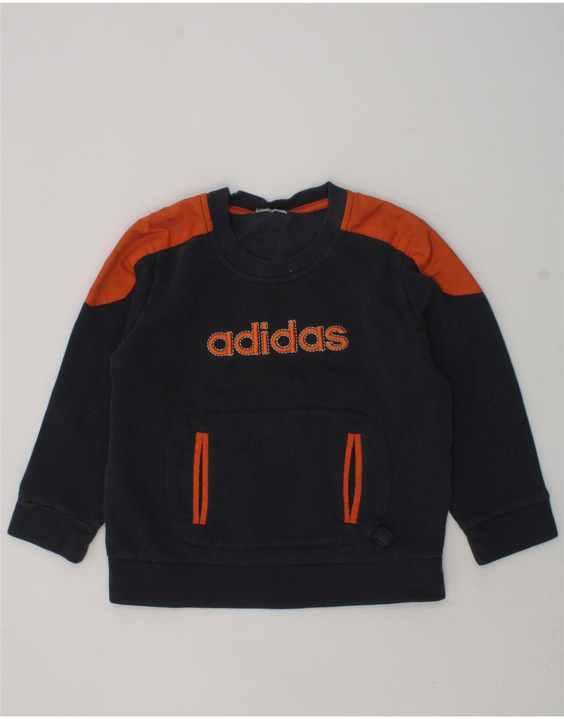 ADIDAS Boys Graphic Sweatshirt Jumper 4-5 Years Grey Colourblock | Vintage Adidas | Thrift | Second-Hand Adidas | Used Clothing | Messina Hembry 