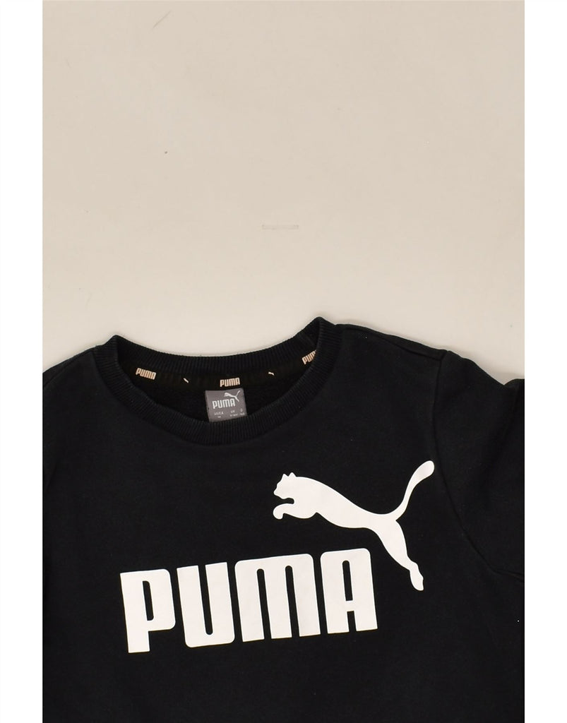 PUMA Boys Graphic Sweatshirt Jumper 9-10 Years Black Cotton | Vintage Puma | Thrift | Second-Hand Puma | Used Clothing | Messina Hembry 