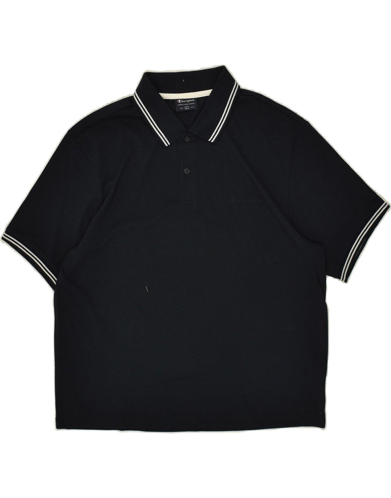 CHAMPION Mens Polo Shirt Large Navy Blue Cotton Vintage Champion and Second-Hand Champion from Messina Hembry 