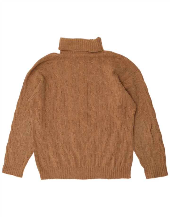 Benetton Mens Roll Neck Jumper Sweater 2XL Brown