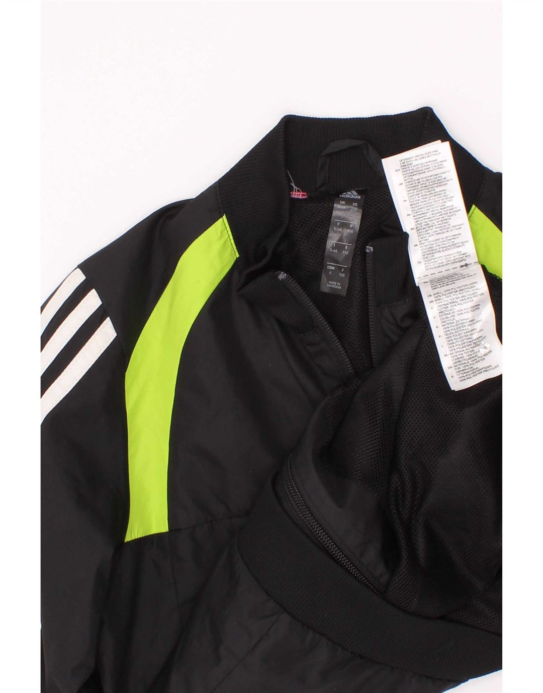 Adidas Boys Tracksuit Top Jacket 5-6 Years Black Colourblock Polyester
