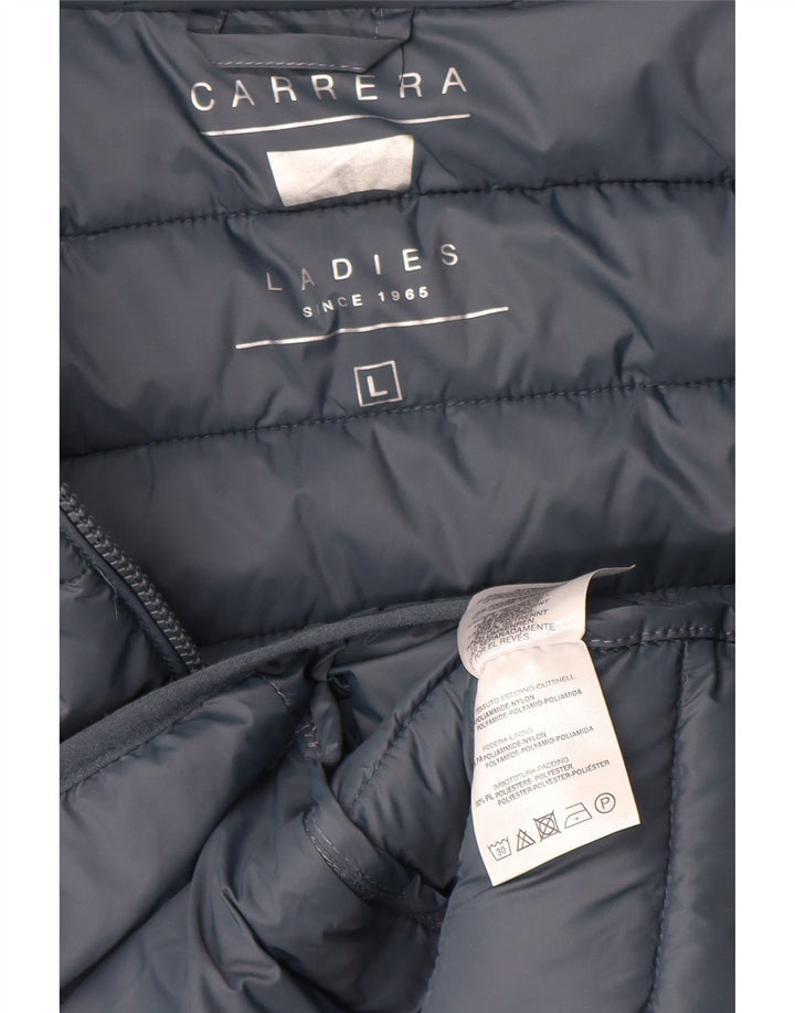 Carrera Womens Hooded Padded Jacket UK 16 Large Blue Polyamide
