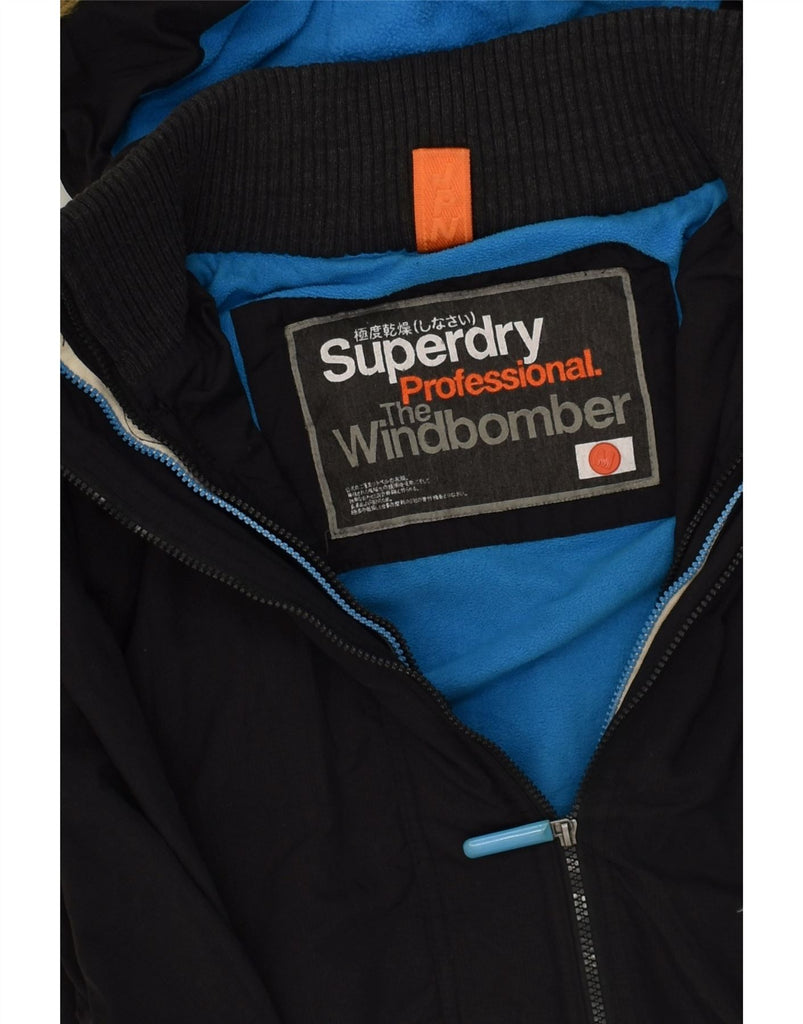 SUPERDRY Womens Hooded Bomber Windbreaker Jacket UK 14 Medium Black Nylon | Vintage Superdry | Thrift | Second-Hand Superdry | Used Clothing | Messina Hembry 