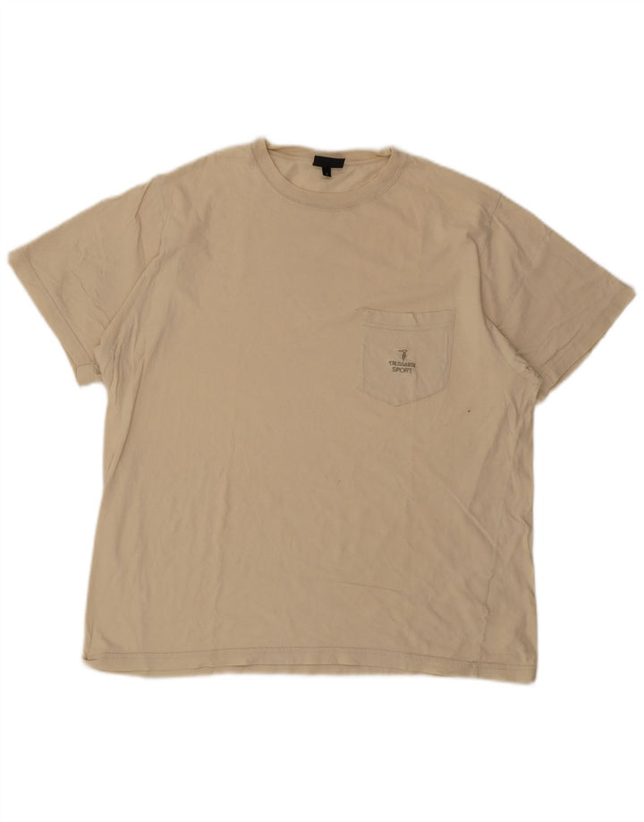 Trussardi Mens T-Shirt Top Medium Beige Cotton