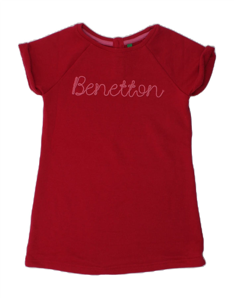 BENETTON Girls Graphic T-Shirt Top 4-5 Years XS  Red Polyester | Vintage Benetton | Thrift | Second-Hand Benetton | Used Clothing | Messina Hembry 