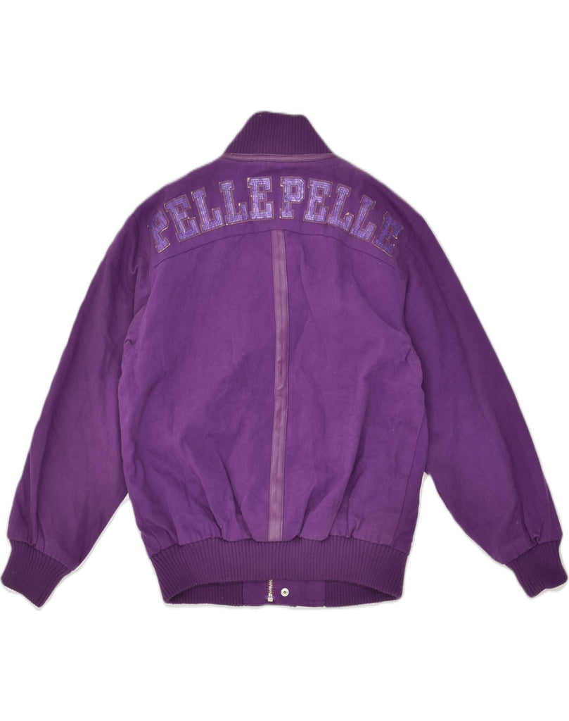 VINTAGE Womens Graphic Varsity Jacket UK 14 Medium Purple Cotton | Vintage Vintage | Thrift | Second-Hand Vintage | Used Clothing | Messina Hembry 