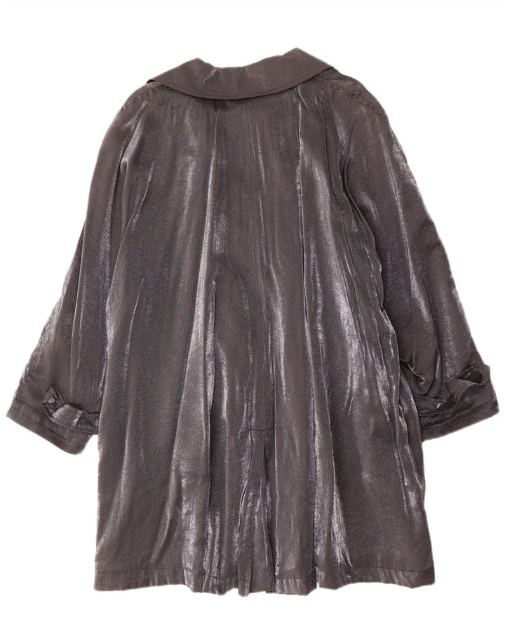 Vintage Womens Oversized Double Breasted Coat IT 42 Medium Grey Viscose
