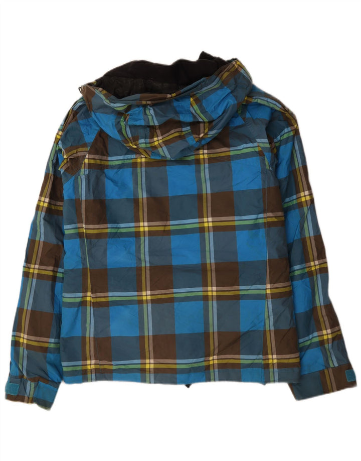Vans Mens Hooded Windbreaker Jacket UK 36 Small Blue Check Polyester