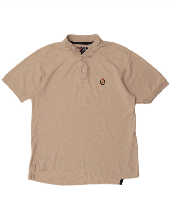 CHAPS RALPH LAUREN Mens Polo Shirt Medium Beige Flecked Cotton