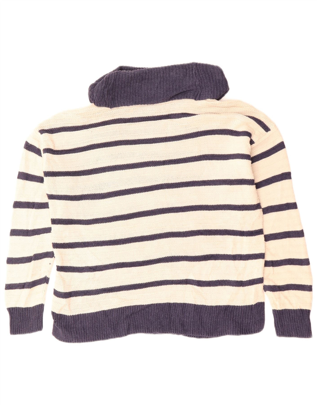 CHAPS Womens Oversized Roll Neck Jumper Sweater UK 16 Large Beige Striped