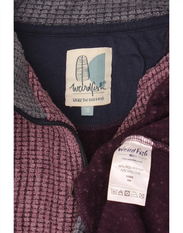 Weird Fish Womens Zip Neck Sweatshirt Jumper UK 18 XL Purple Polyester