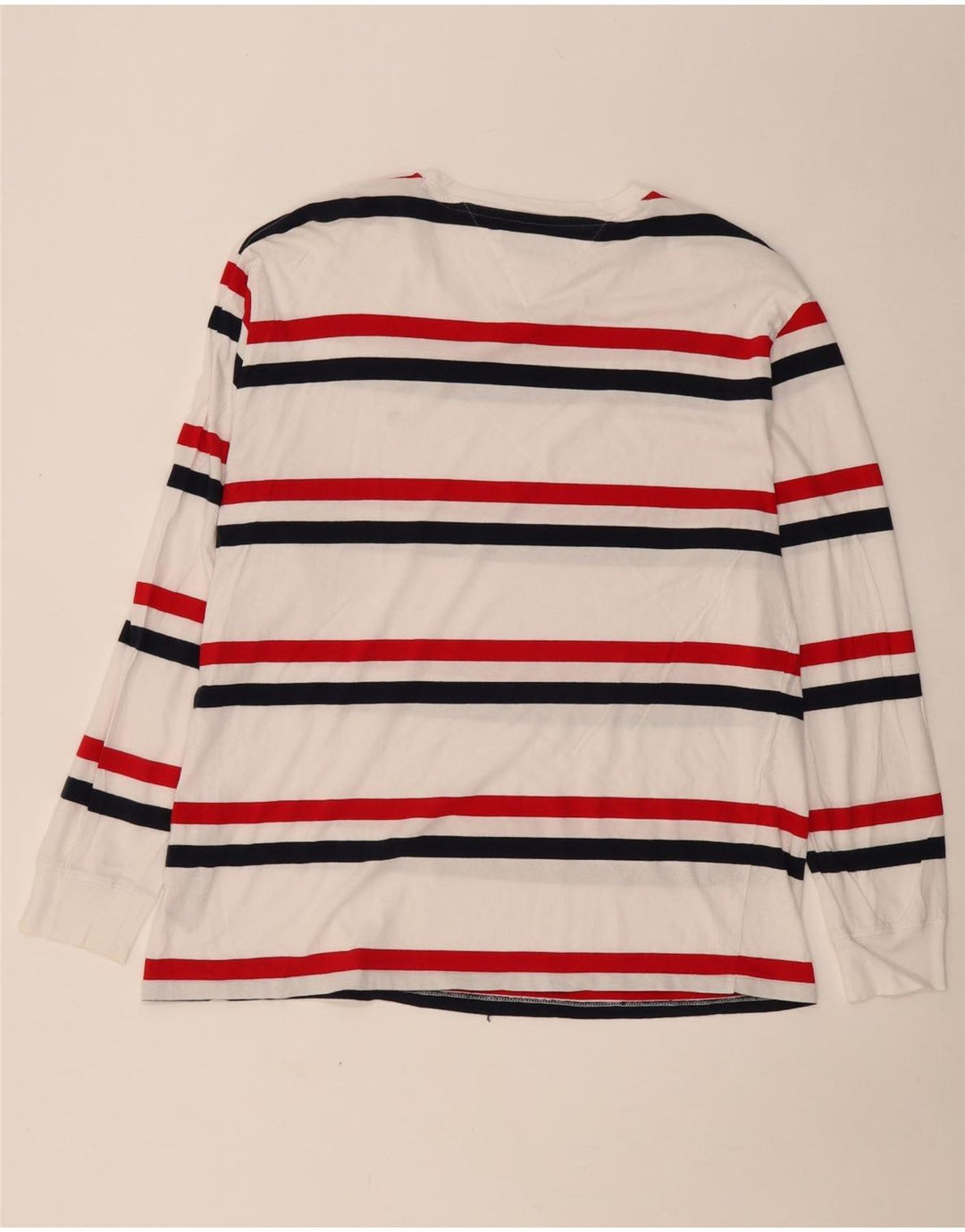 TOMMY HILFIGER Mens Top Long Sleeve XL White Striped Cotton