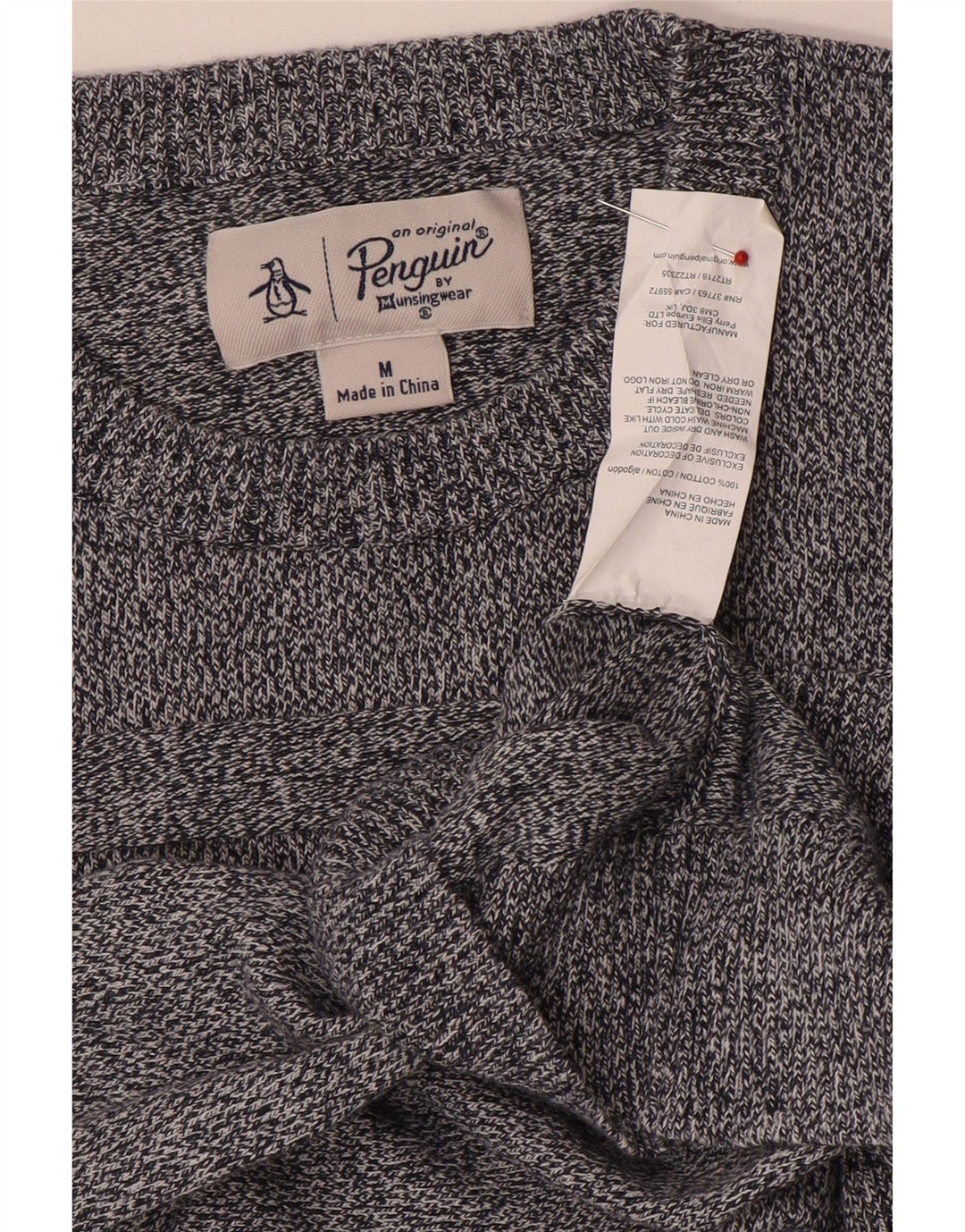 Penguin Mens Crew Neck Jumper Sweater Medium Grey Flecked Cotton