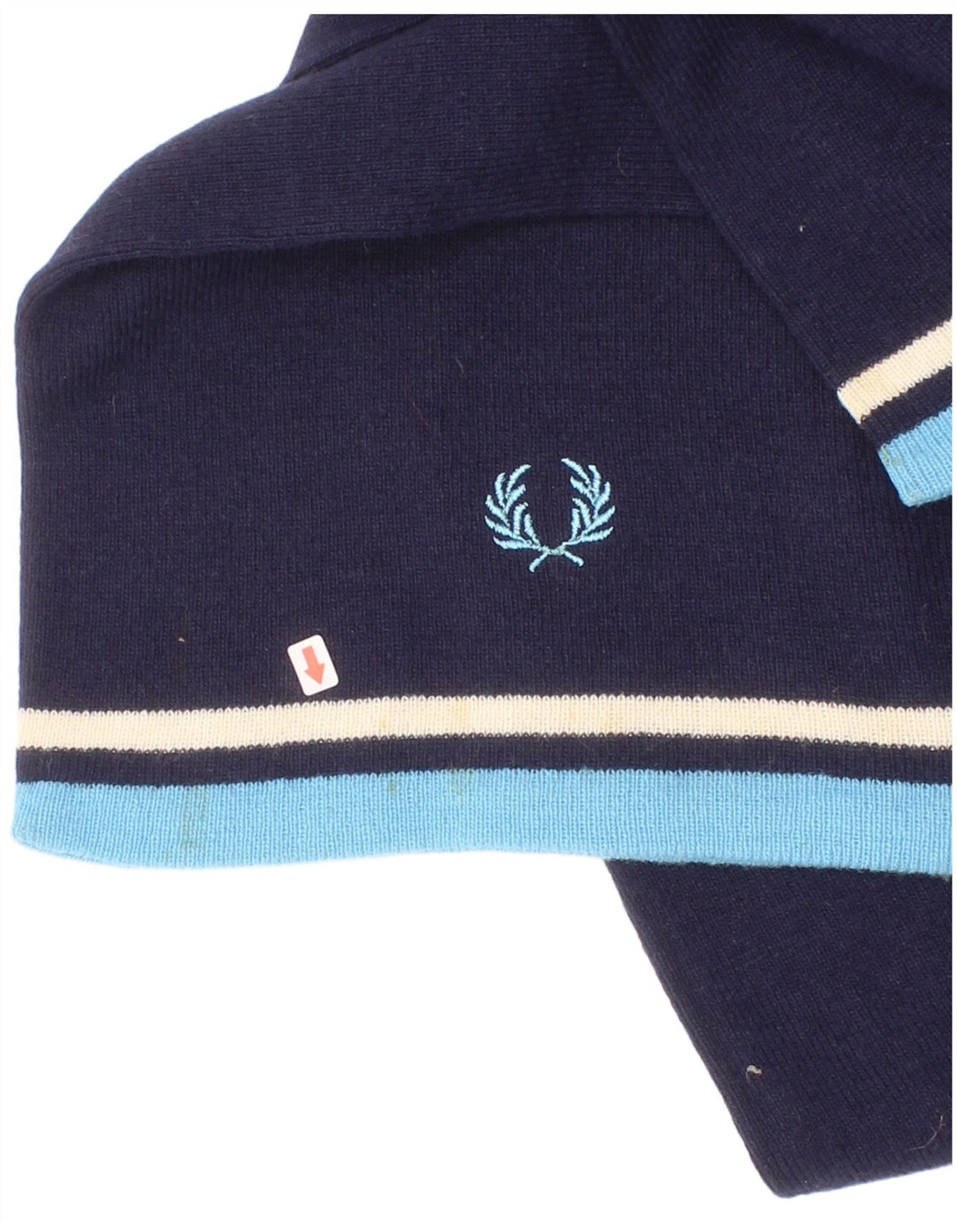 Fred Perry Mens Rectangle Scarf One Size Navy Blue Striped Nylon