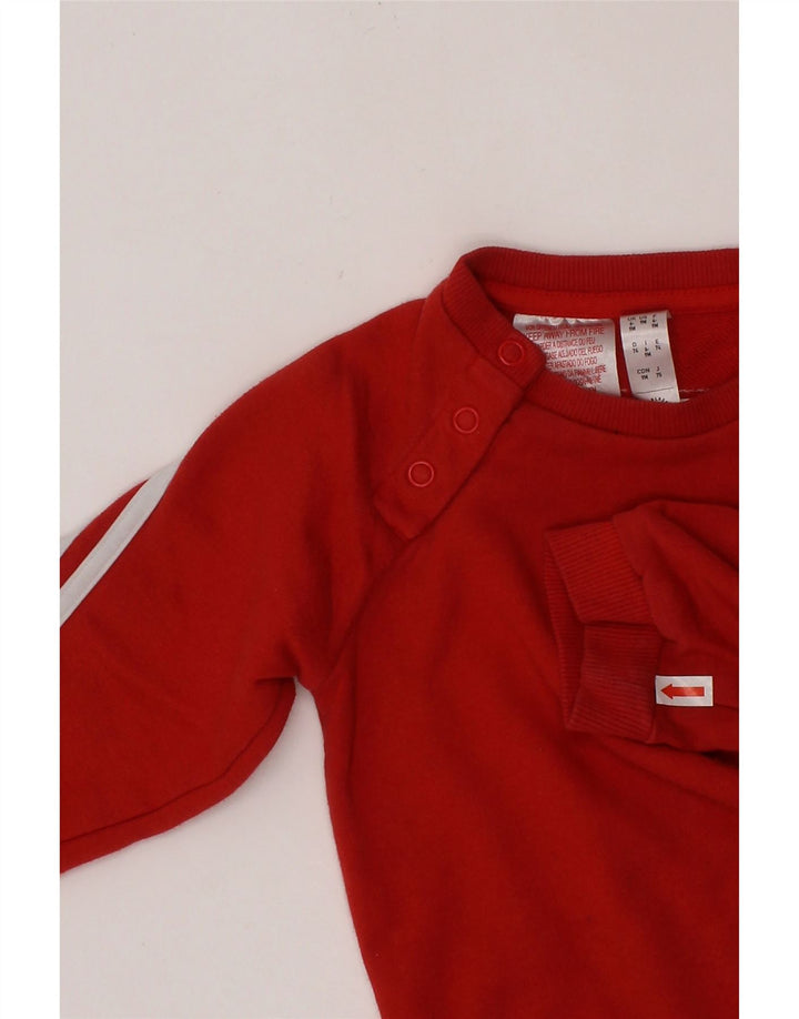 ADIDAS Baby Boys Sweatshirt Jumper 6-9 Months Red Cotton