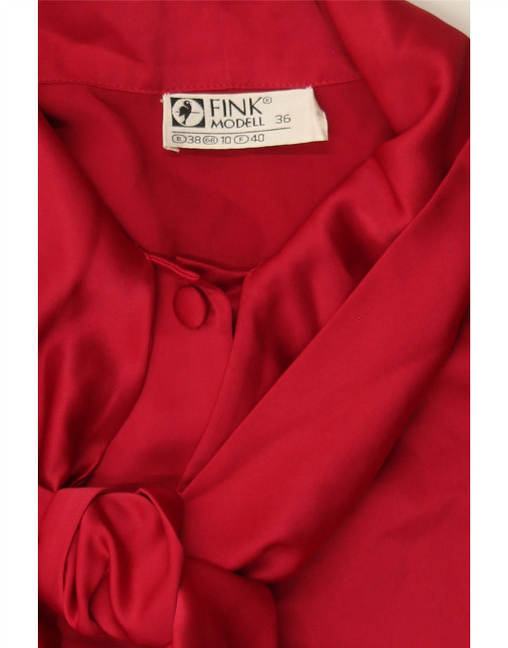 FINK MODELL Womens Front Tie Shirt Blouse UK 10 Small Red Vintage Fink Modell and Second-Hand Fink Modell from Messina Hembry 
