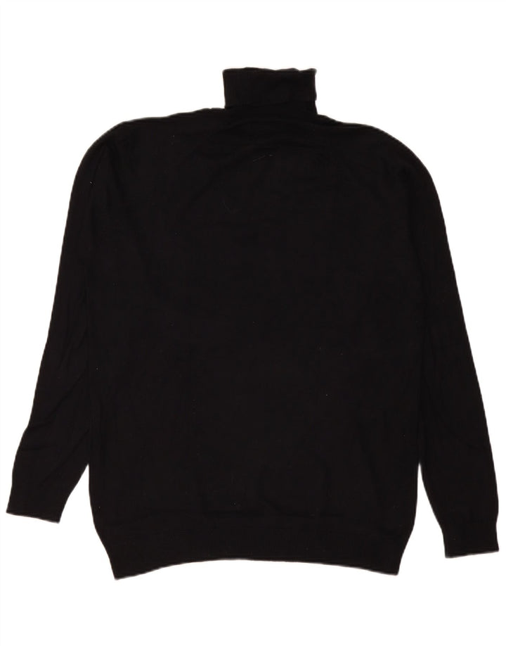 Zara Mens Roll Neck Jumper Sweater Medium Black Viscose