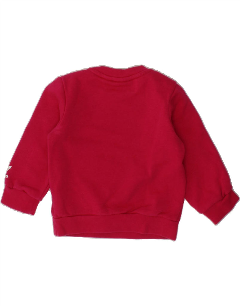 ADIDAS Baby Girls Graphic Sweatshirt Jumper 6-9 Months Red Cotton Vintage Adidas and Second-Hand Adidas from Messina Hembry 