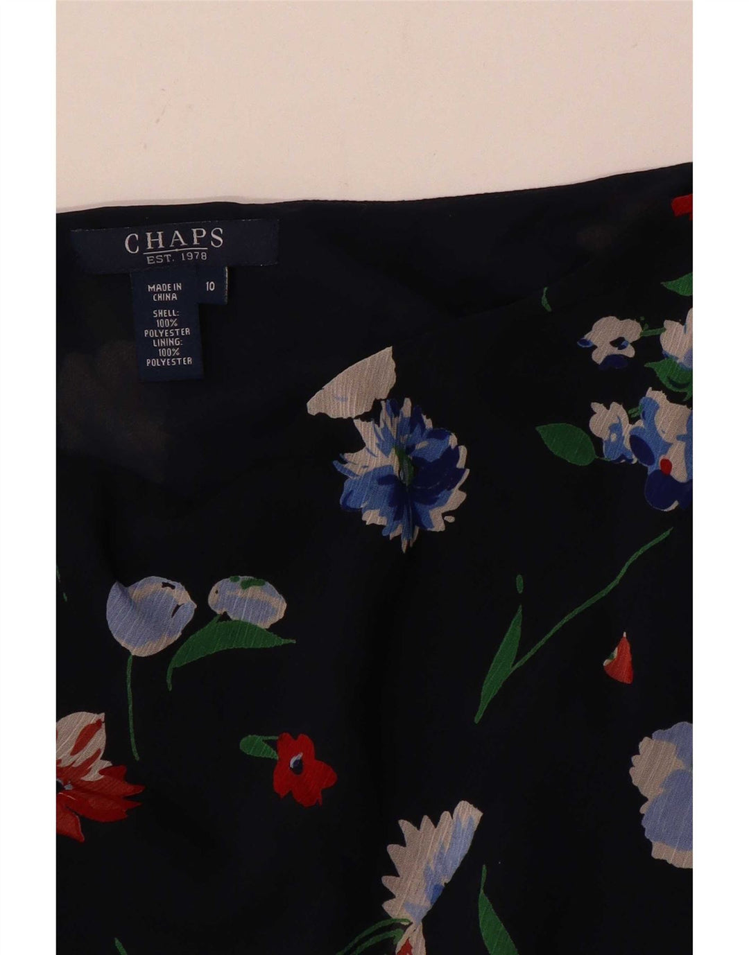 Chaps Womens A-Line Skirt US 10 Large W30 Navy Blue Floral Polyester