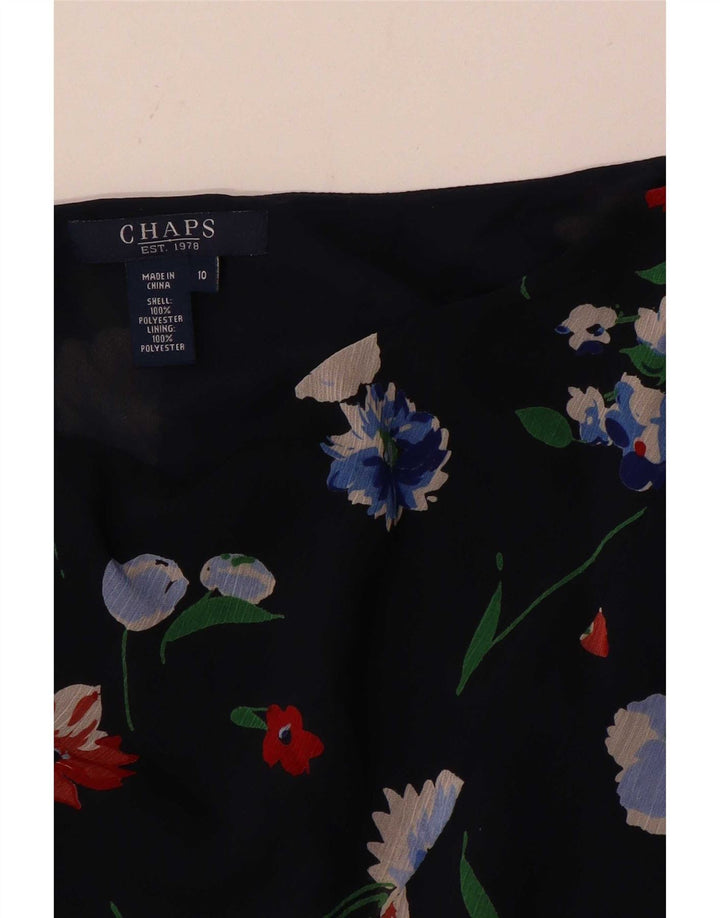Chaps Womens A-Line Skirt US 10 Large W30 Navy Blue Floral Polyester