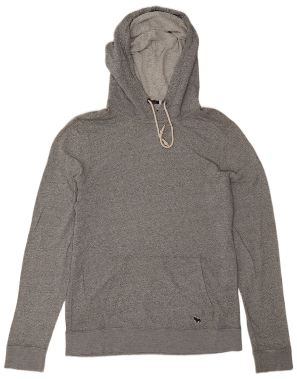 Abercrombie & Fitch Mens Muscle Hoodie Jumper Large Grey Flecked Cotton