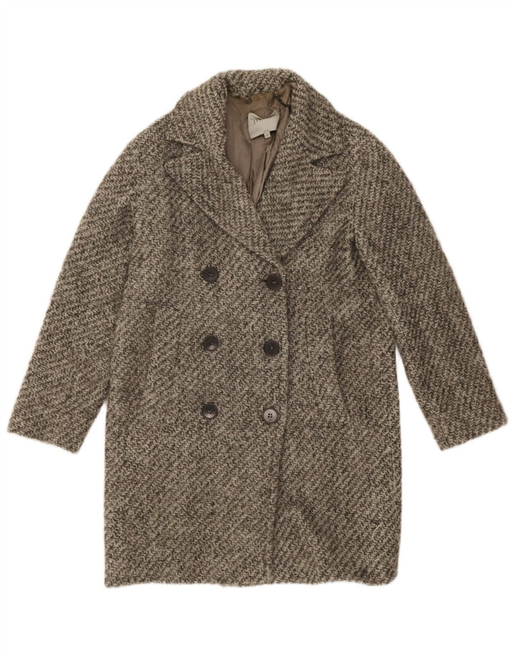 Jigsaw Womens Oversized Double Breasted Coat UK 6 XS Grey Acrylic