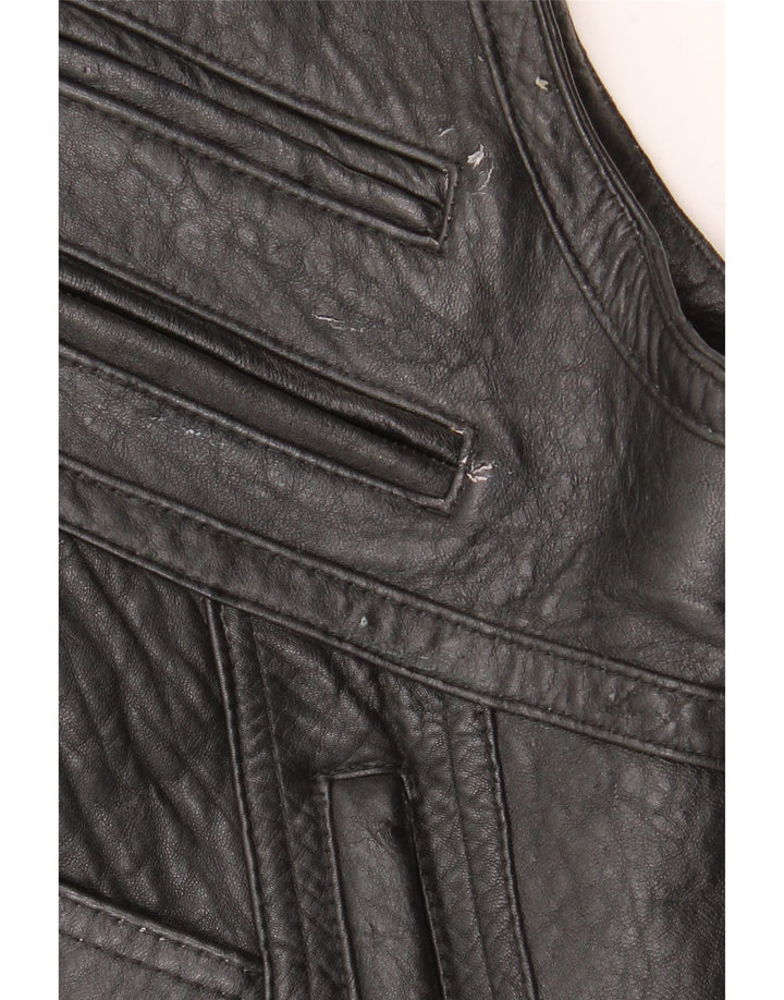 Vintage Mens Leather Gilet EU 52 XL Black Leather