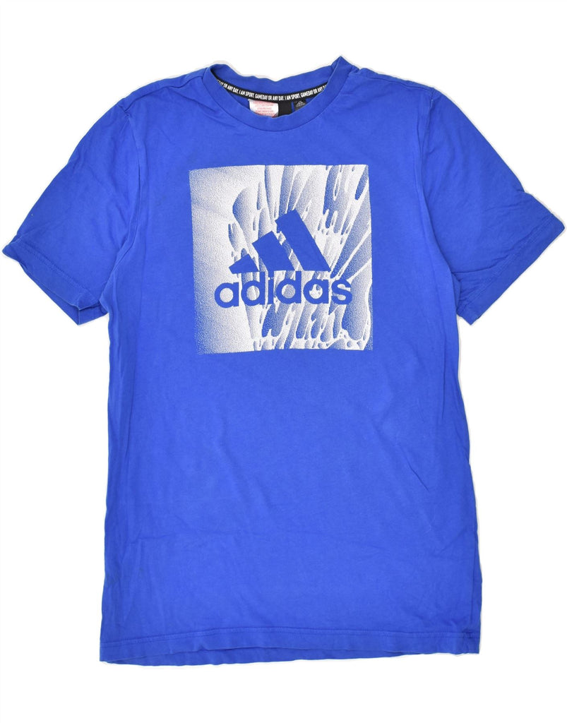 ADIDAS Boys Graphic T-Shirt Top 15-16 Years Blue Cotton | Vintage Adidas | Thrift | Second-Hand Adidas | Used Clothing | Messina Hembry 