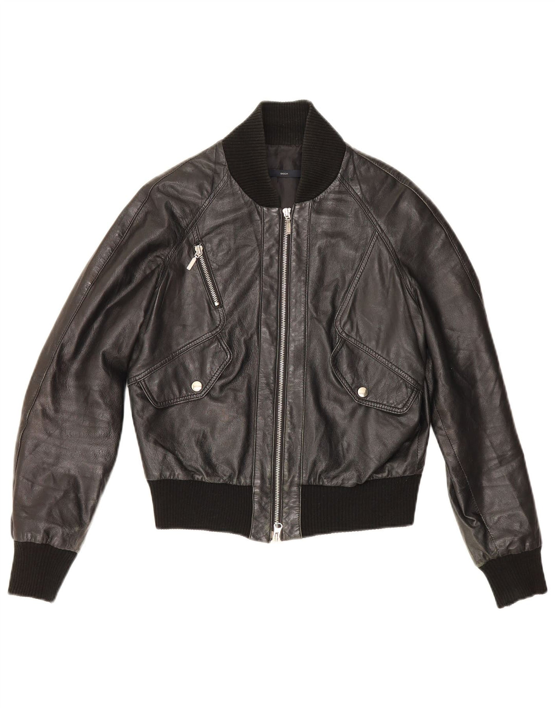 Sasch Womens Crop Leather Jacket UK 14 Medium Black