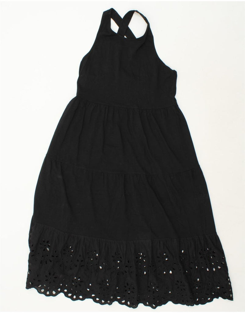 J. CREW Womens Tiered Dress UK 12 Medium Black Polyester Vintage J. Crew and Second-Hand J. Crew from Messina Hembry 