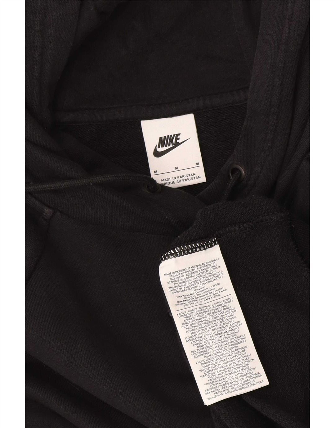 Nike Womens Hoodie Jumper UK 14 Medium Black Cotton