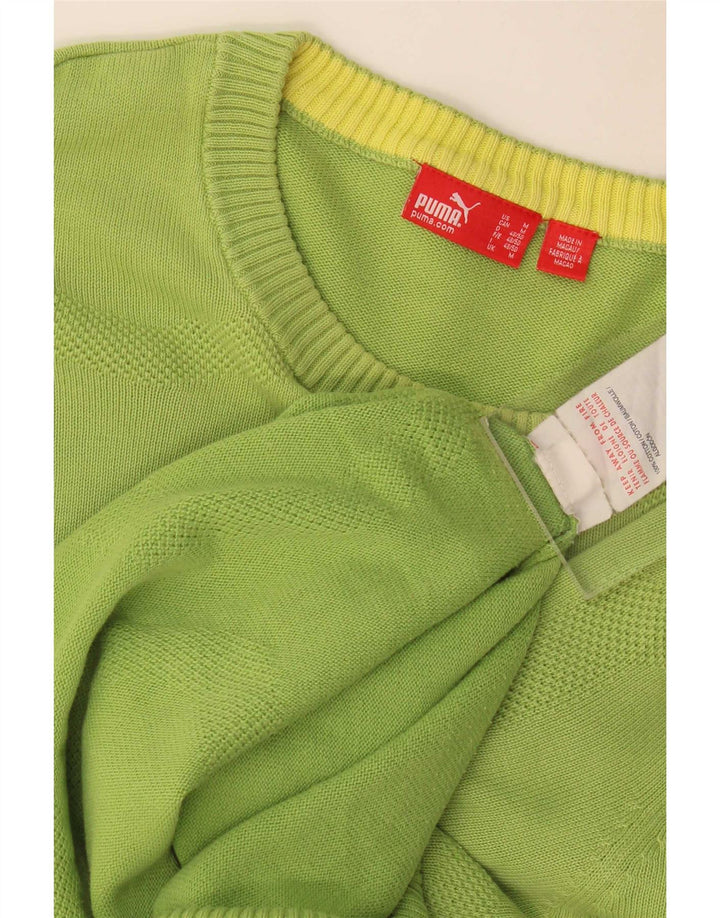 Puma Mens Crew Neck Jumper Sweater Medium Green Cotton