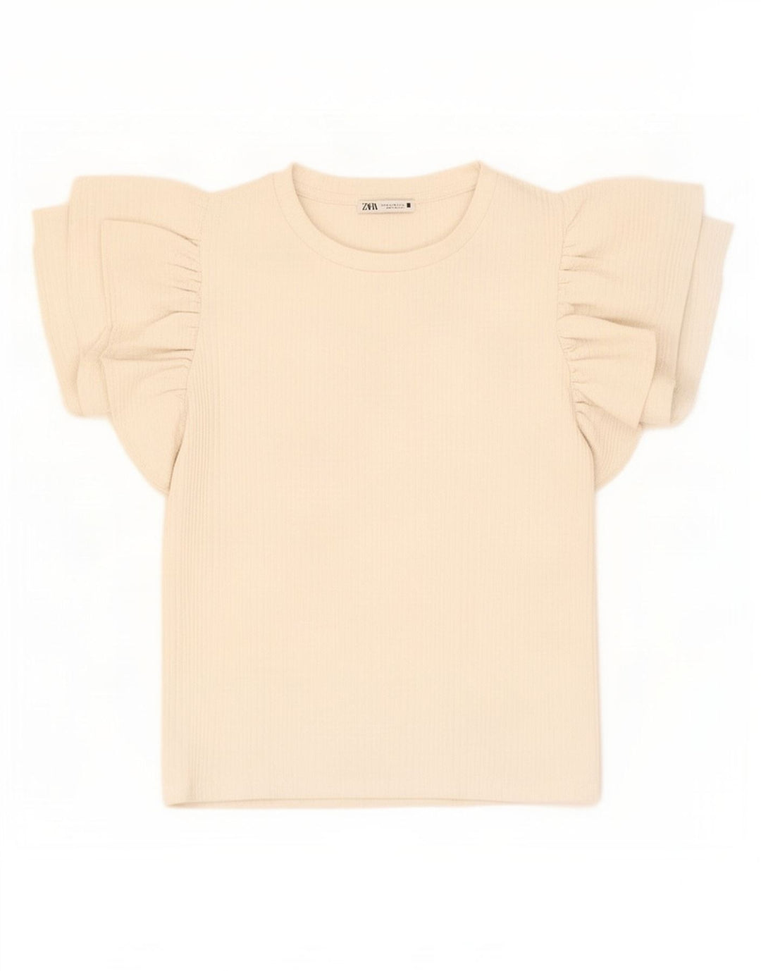 Zara Womens Crop Blouse Top UK 12 Medium Off White Polyester