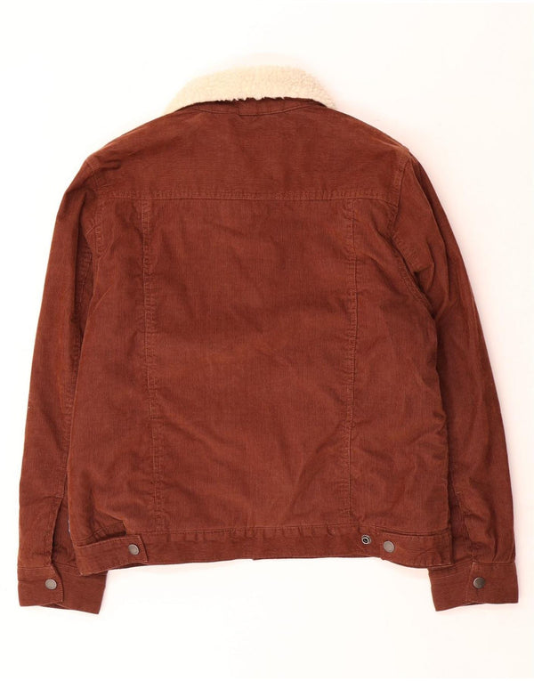 Superdry Womens Sherpa Corduroy Jacket UK 12 Medium Brown Colourblock
