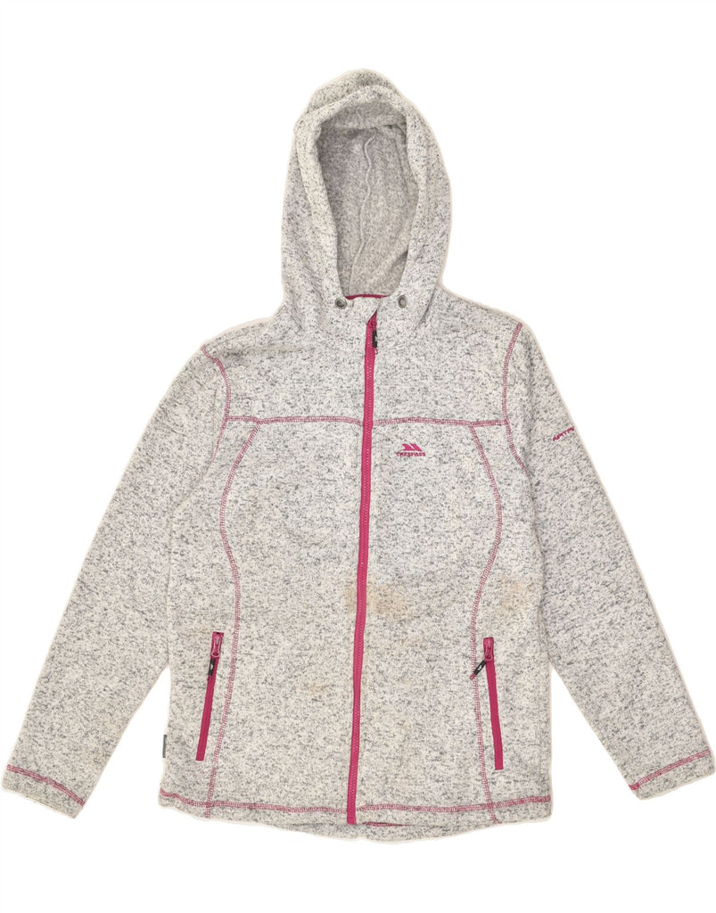 TRESPASS Womens Zip Hoodie Sweater UK 18 XL Grey Flecked Polyester | Vintage Trespass | Thrift | Second-Hand Trespass | Used Clothing | Messina Hembry 