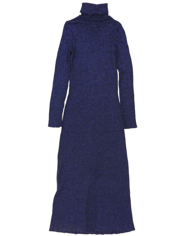 Zara Womens Long Sleeve Jumper Dress UK 8 Small Navy Blue Flecked Viscose