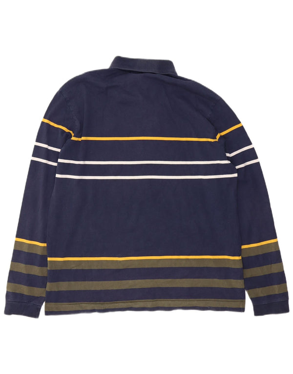 Lacoste Mens Long Sleeve Polo Shirt Size 5 Large Navy Blue Striped