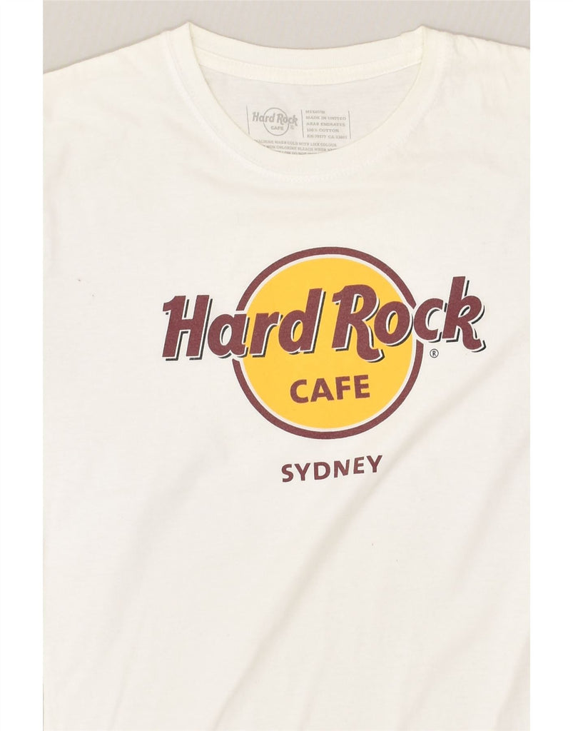 HARD ROCK CAFE Womens Sydney Graphic T-Shirt Top UK 14 Medium White Cotton | Vintage Hard Rock Cafe | Thrift | Second-Hand Hard Rock Cafe | Used Clothing | Messina Hembry 