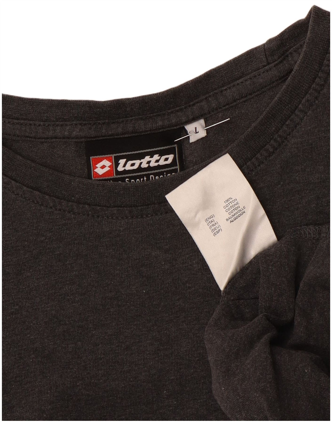 LOTTO Womens Top Long Sleeve UK 14 Large Grey Cotton