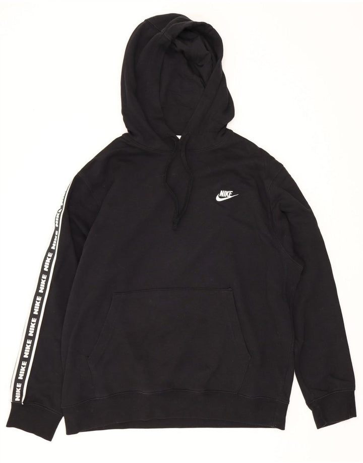 Nike Mens Graphic Hoodie Jumper Large Black Cotton