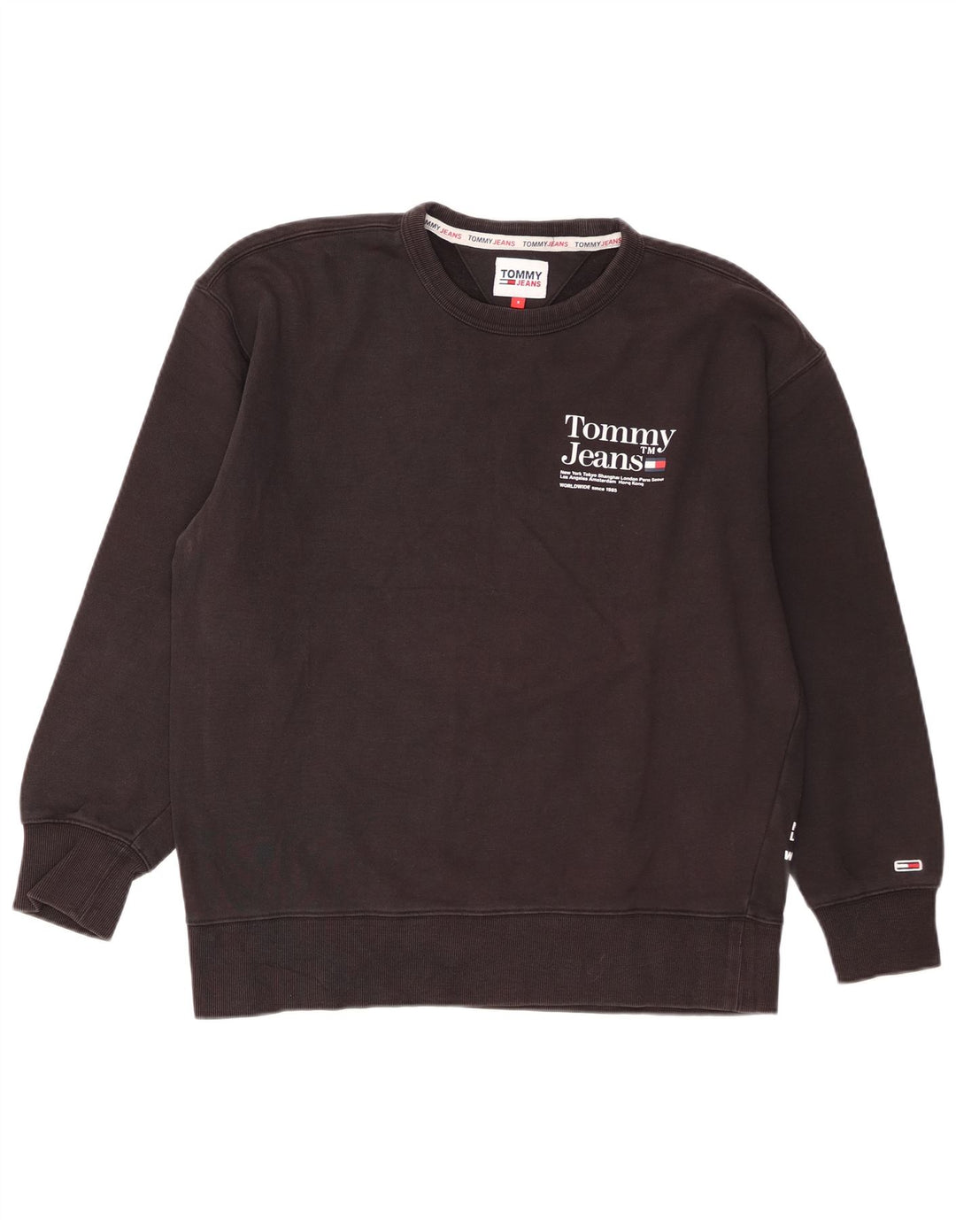 Tommy Hilfiger Mens Graphic Sweatshirt Jumper Small Black Cotton