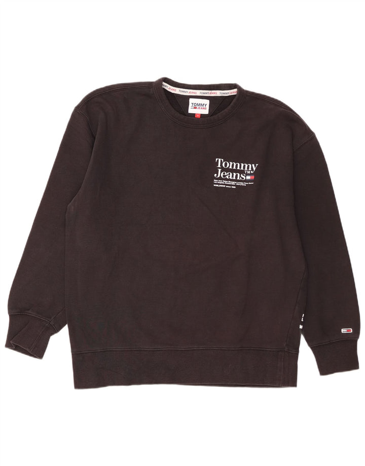 Tommy Hilfiger Mens Graphic Sweatshirt Jumper Small Black Cotton