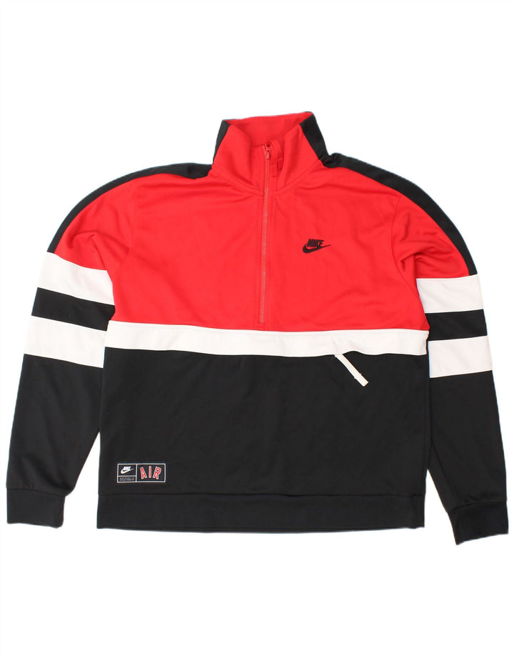 NIKE Mens Pullover Tracksuit Top Jacket Medium Red Colourblock Polyester